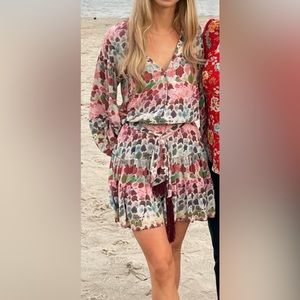Alexis Mini Watercolor Dress W/ Fringe Belt Detail- XS - Lightly Worn-No Damages